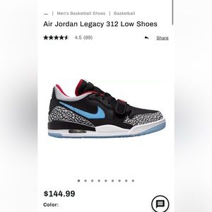 Used Nike Air Jordan 312 size 7.5 men’s - black, blue, red